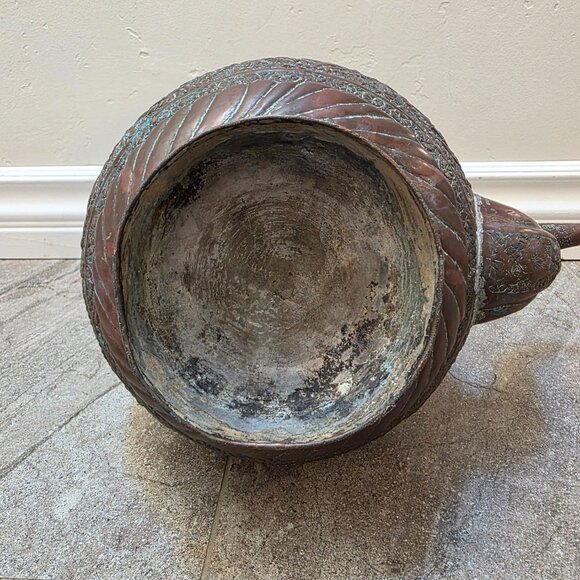 Antique Middle Eastern Persian Qajar Handmade Tin Cooper Kettle Coffee Tea Pot - Picture 10 of 11